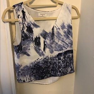 Babaton Aritzia blue and white blouse